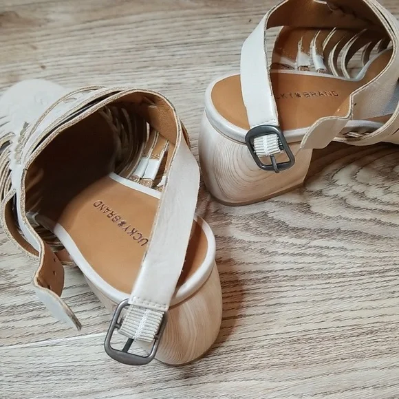 Lucky Brand Natissha Slingback Open Toe Low Tan Block Heel Shoes Size 7 - Picture 8 of 13